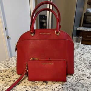Michael Kors Red Handbag with matching wallet